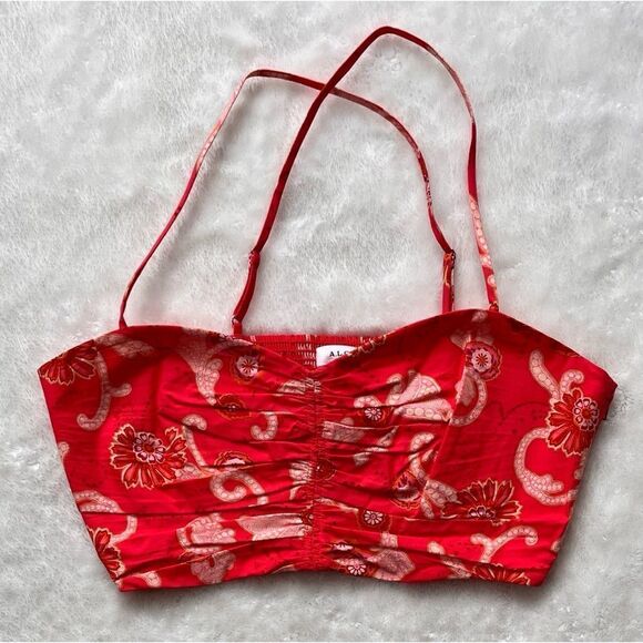 NWT A.L.C. Arit Floral Cotton Sweetheart Crop Top in Calla Multi, Size 6 - Picture 13 of 16